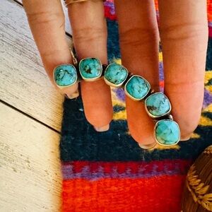 Navajo Sterling Silver & Kingman Turquoise Ear Cuff Signed